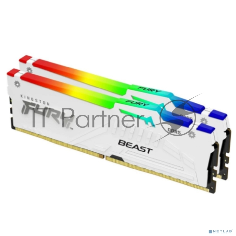 Оперативная память Kingston 64GB 5600MT/s DDR5 CL36 DIMM (Kit of 2) FURY Beast White RGB EXPO KF556C36BWEAK2-64