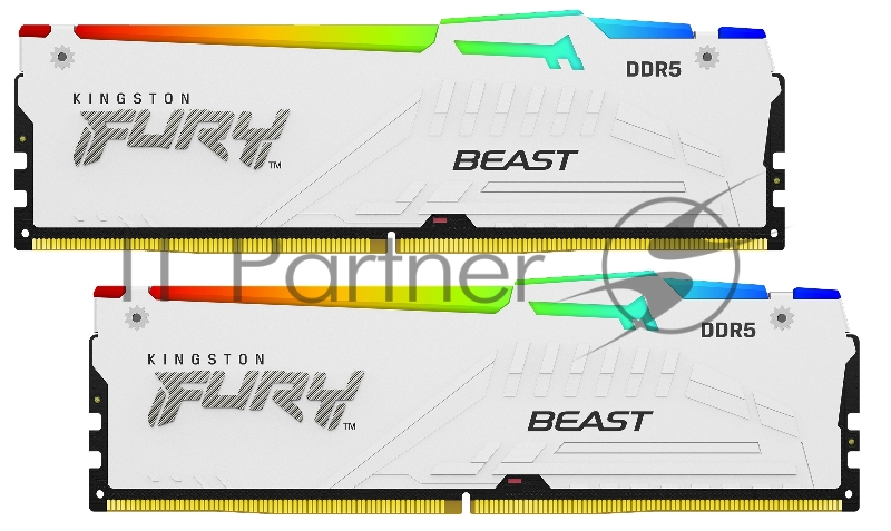 Оперативная память Kingston 64GB 5600MT/s DDR5 CL36 DIMM (Kit of 2) FURY Beast White RGB EXPO KF556C36BWEAK2-64