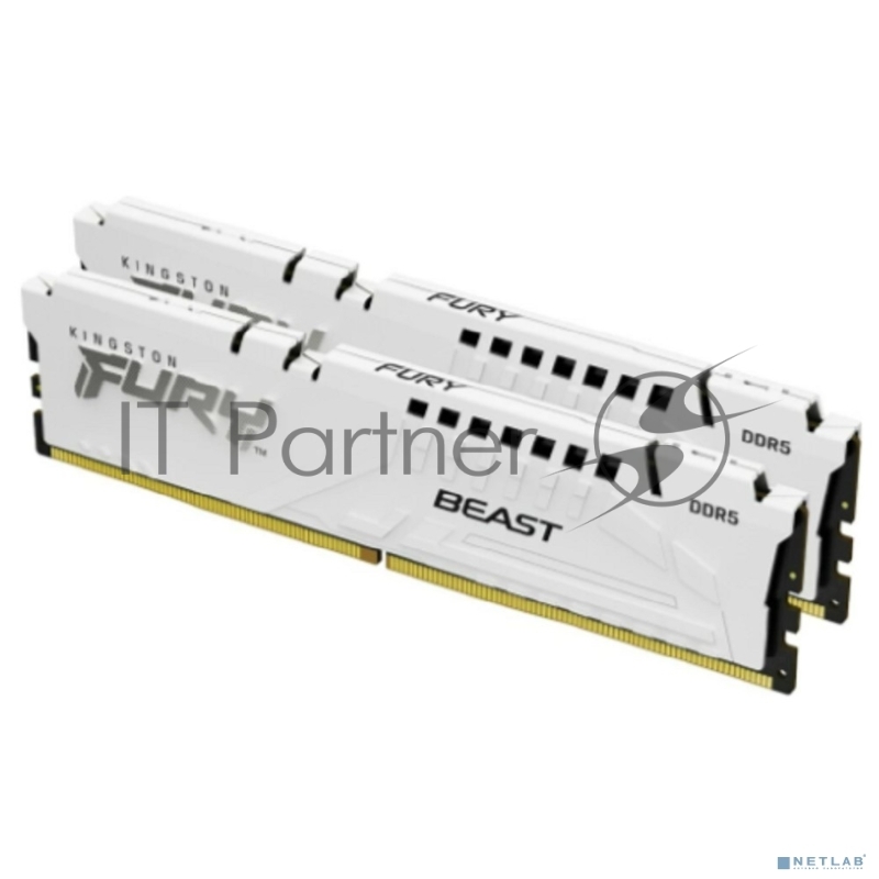 Оперативная память Kingston 64GB 5200MT/s DDR5 CL40 DIMM (Kit of 2) FURY Beast White XMP KF552C40BWK2-64