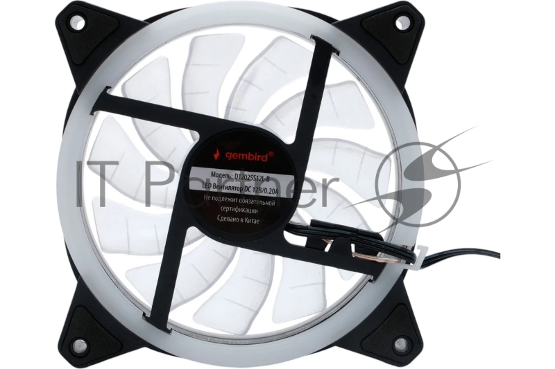 Вентилятор Gembird D12025S12L-B, с подсветкой, 120x120x25, гидродин., 3pin/4pin Molex, провод 35см, синий