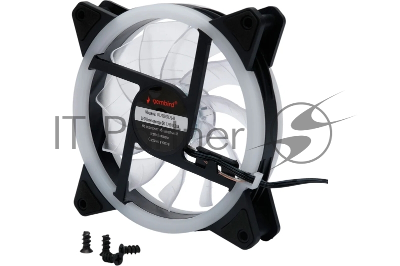 Вентилятор Gembird D12025S12L-B, с подсветкой, 120x120x25, гидродин., 3pin/4pin Molex, провод 35см, синий