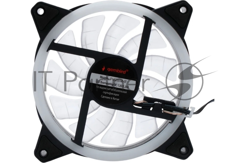 Вентилятор Gembird D12025S12L-CF, с подсветкой, 120x120x25, гидродин., 3pin/4pin Molex, провод 35см, цветной