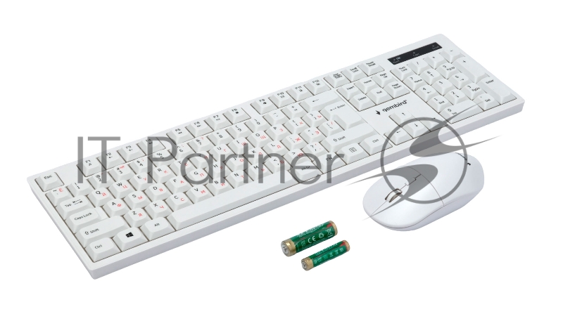 Комплект беспроводной клавиатура+мышь Gembird KBS-6000-W, 104кл+4кн, 12Fn, 800-1600 DPI, радиоканал, белый