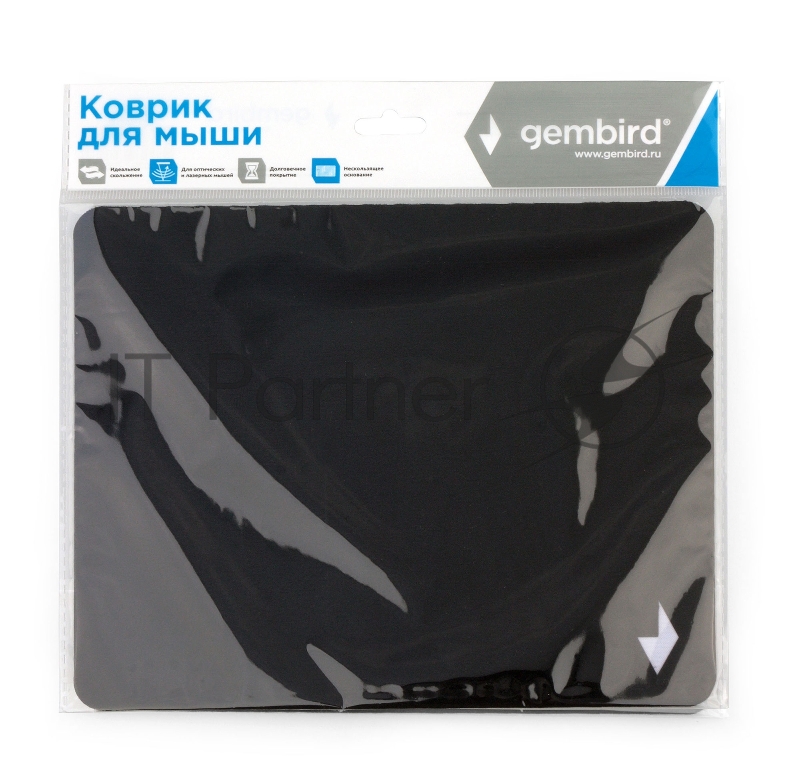 Коврик для мыши Gembird MP-BLACK-S, черный, 220х180х2мм, ткань+резина, пакет