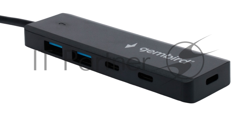 Разветвитель USB3.1 Gembird UHB-C415, 2хUSB, 2хType-C, с доп.питанием (порт Type-C), кабель USB 19см