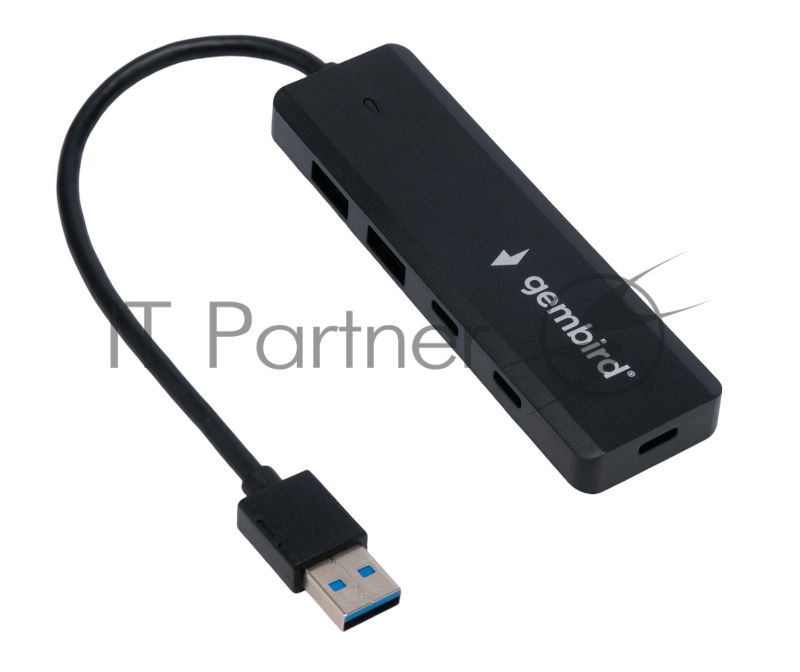 Разветвитель USB3.1 Gembird UHB-C415, 2хUSB, 2хType-C, с доп.питанием (порт Type-C), кабель USB 19см