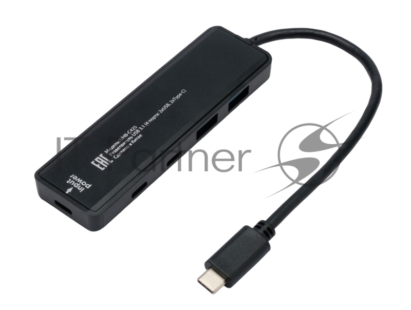 Разветвитель USB3.1 Gembird UHB-C425, 2xUSB, 2xType-C, с доп.питанием (порт Type-C), кабель Type-C 19см