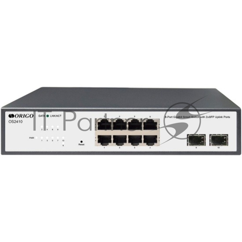 Настраиваемый L2 коммутатор 8x1000Base-T, 2x1000Base-X SFP, комплект для установки в 19 стойку ORIGO OS2410/A1A