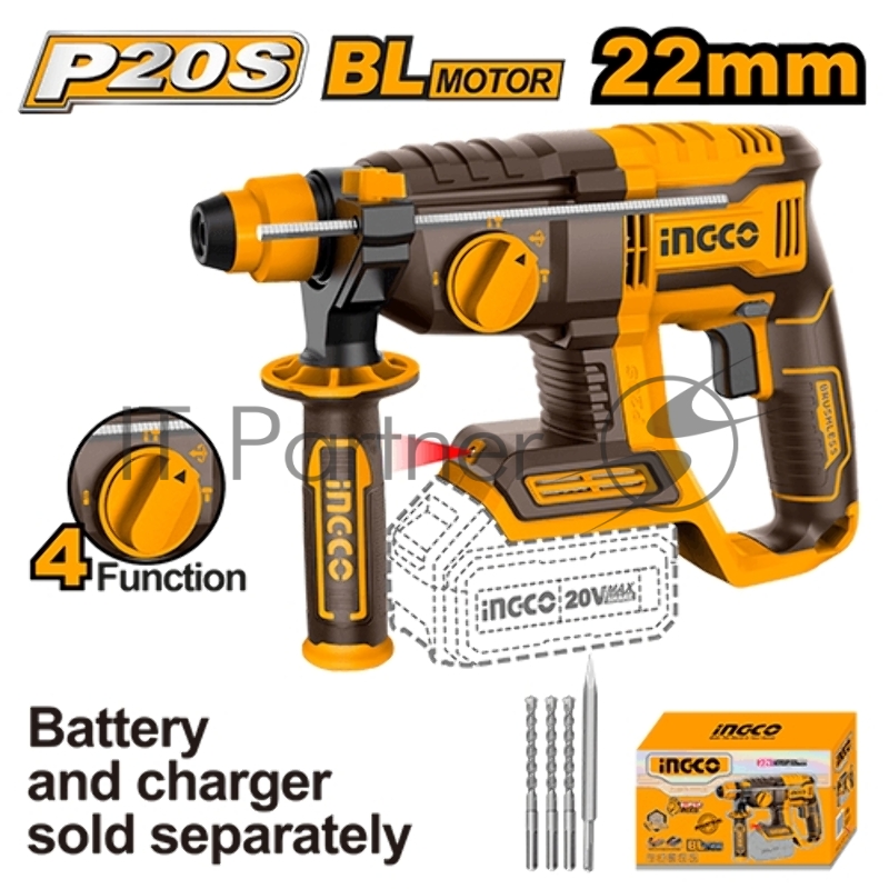 Аккумуляторный перфоратор Li-Ion 20В, INGCO CRHLI20208