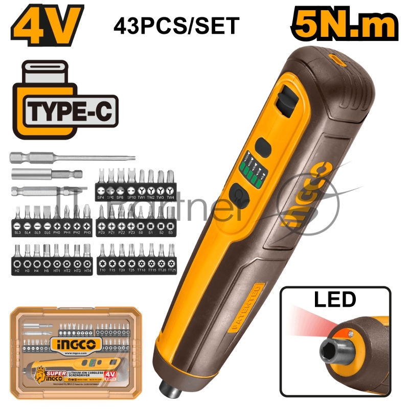 Аккумуляторная отвертка 4В, 5Hm, 1/4, SUPER NGCO CSDLI04062