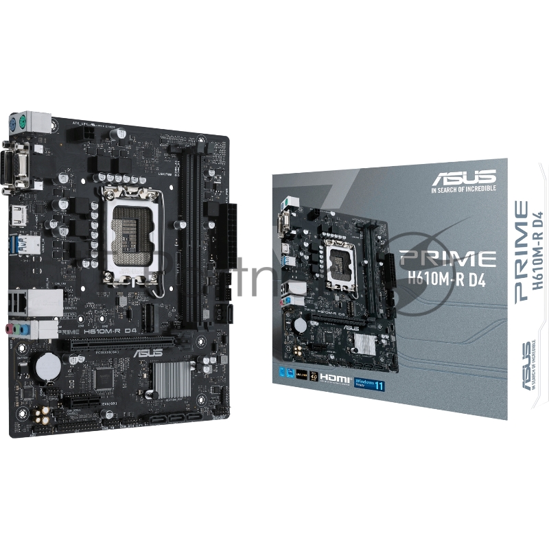 Материнская плата ASUS PRIME H610M-R D4-SI White Box Soc-1700 Intel H610 2xDDR4 mATX AC`97 8ch(7.1) GbLAN+VGA+DVI+HDMI