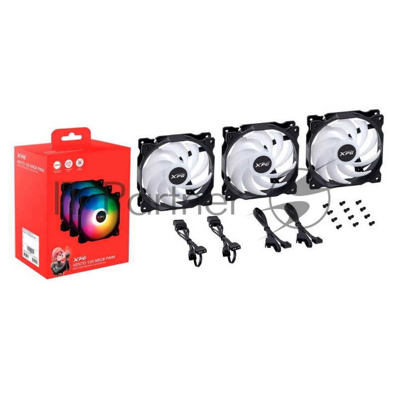 Комплект вентиляторов в корпус ADATA VENTO120ARGBPWM3C-BKCWW
