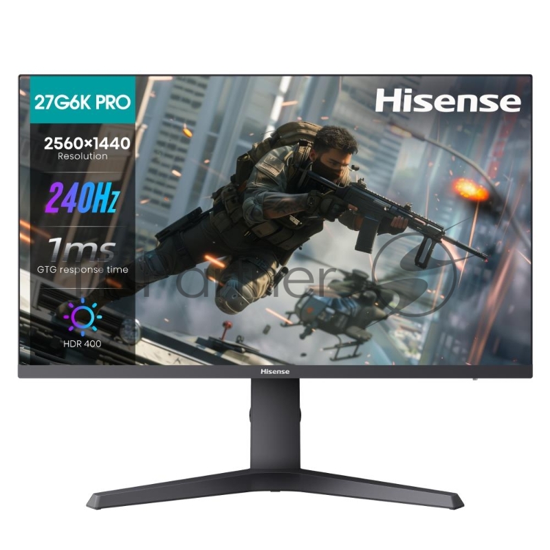 Mонитор 27 Hisense 27G6K-PRO VA 2560x1440, 240 Гц, 1 мс, 16:9, 400 кд/м2, 2хHDMI, 1хDP, черный