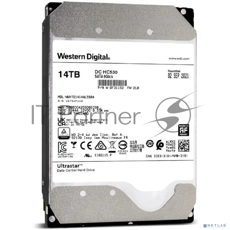 Жесткий диск 14 TB WD Ultrastar DC HC530 (WUH721414ALE604) (3.5in 26.1MM 14000GB 512MB 7200RPM SATA ULTRA 512E SE DC HC530), SKU: 0F31152