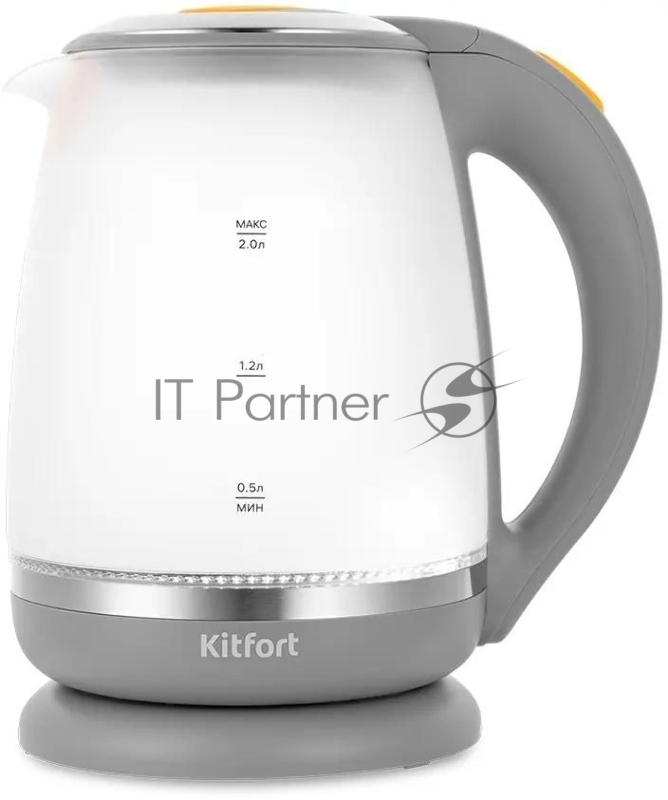 Чайник электрический Kitfort КТ-6602 2л. 2200Вт серый (корпус: стекло)