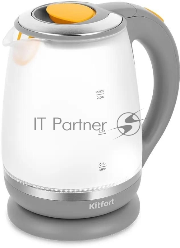 Чайник электрический Kitfort КТ-6602 2л. 2200Вт серый (корпус: стекло)