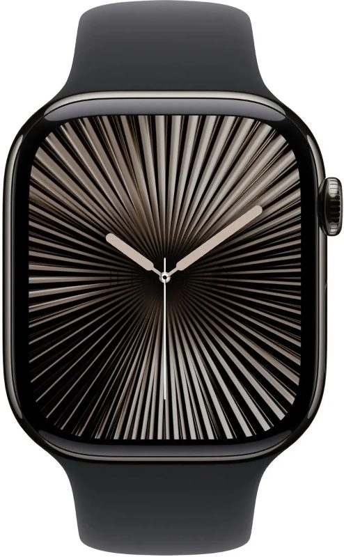 Смарт-часы Apple Watch Series 10 A2999 46мм 2.1 OLED корп.черный Sport Band рем.черный разм.брасл.:140-190мм (MWWP3LW/A)