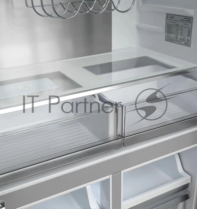 Холодильник LEX LCD505BlGID черный, трехкамерный, 321/144 л, морозилка снизу, No Frost, Side by Side