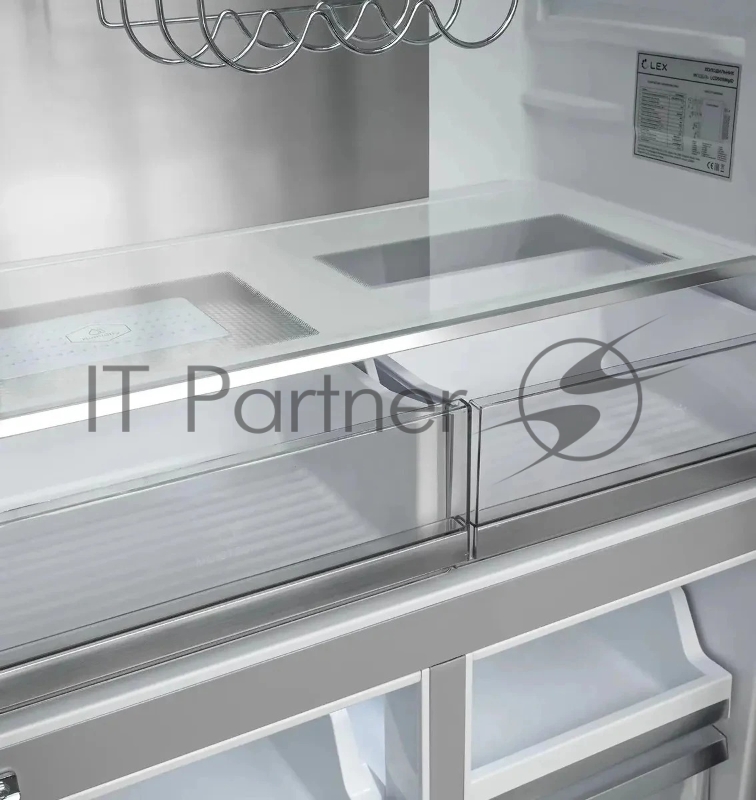 Холодильник LEX LCD505BmID синий/металл, двухкамерный, 321/144л, морозилка снизу, No Frost, Side by Side