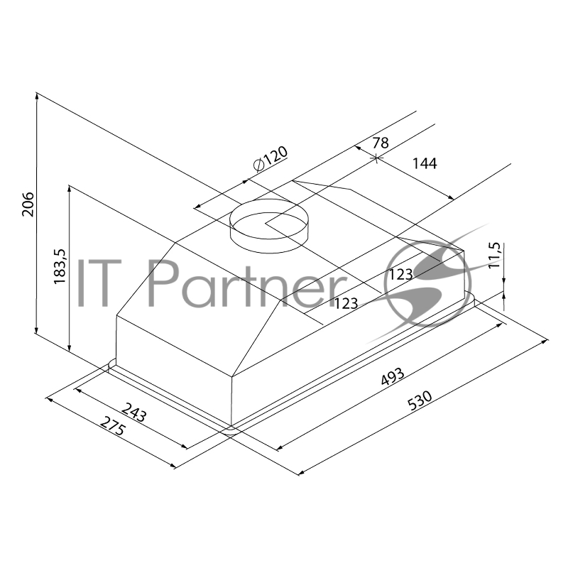 Вытяжка кухонная KRONA KATE 600 GLASS BLACK PB K