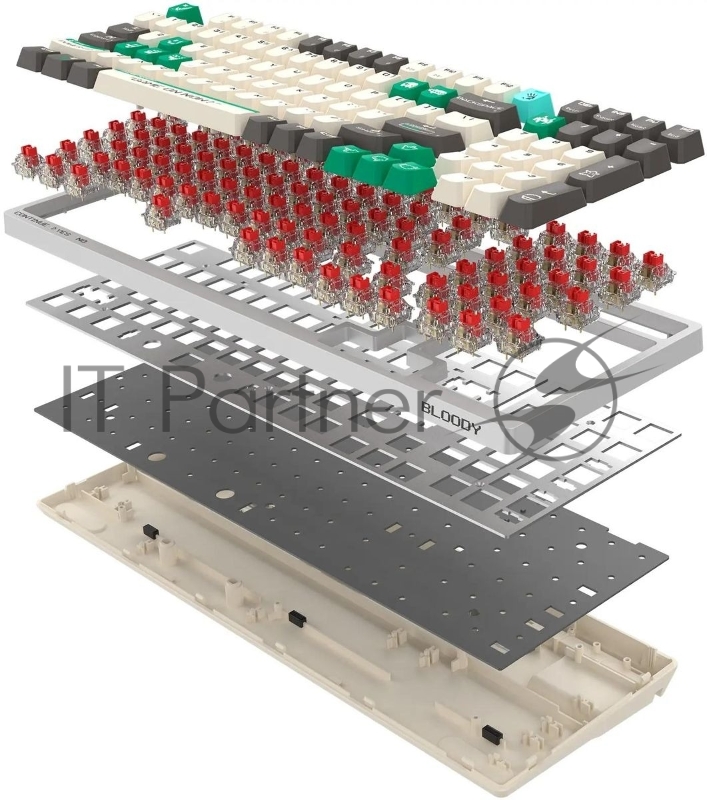 Клавиатура A4Tech Bloody S98 Pixels Green механическая белый/бежевый USB for gamer LED (S98)