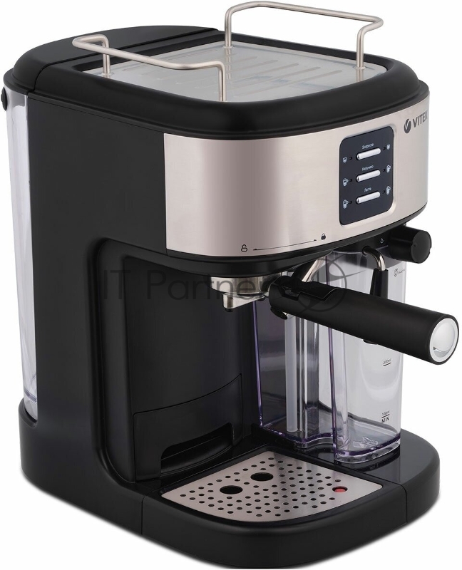 Кофеварка рожковая Vitek Metropolis VT-8489 черный/нержавеющая сталь, 1,5 л, 1250Вт, 15 бар