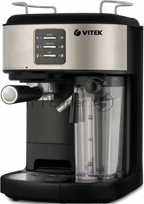 Кофеварка рожковая Vitek Metropolis VT-8489 черный/нержавеющая сталь, 1,5 л, 1250Вт, 15 бар