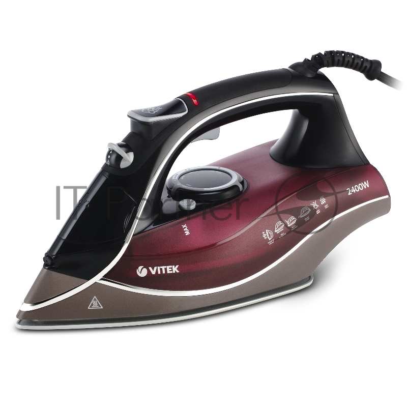 Утюг Vitek VT-1240 BD (2200 Вт, подошва с антипригарным покрытием, вертик. отпаривание, защита от накипи)