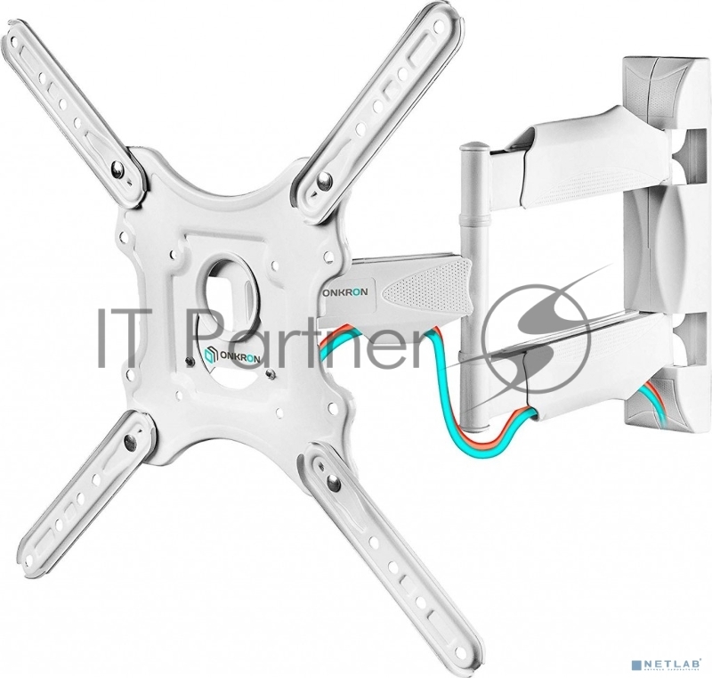 Кронштейн ONKRON Кронштейн ONKRON/ 32-55 макс. 400*400, 2 колена, наклон -5º+8º, поворот 180º макс, от стены 55-500мм, белый