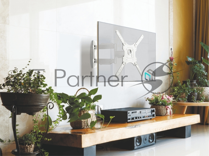 Кронштейн ONKRON Кронштейн ONKRON/ 32-55 макс. 400*400, 2 колена, наклон -5º+8º, поворот 180º макс, от стены 55-500мм, белый