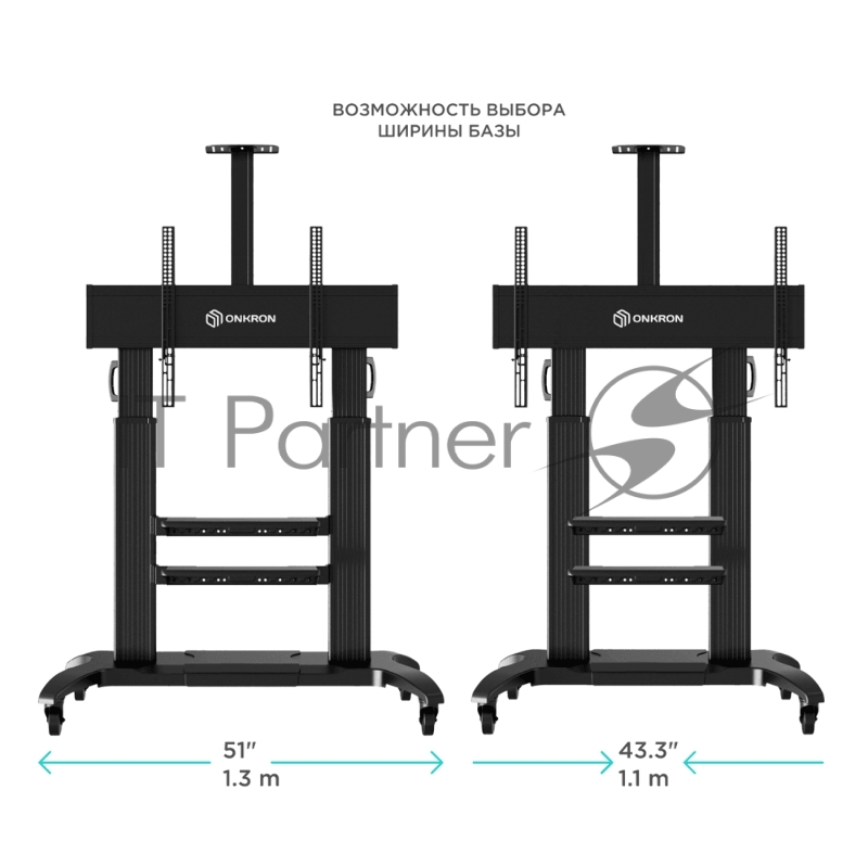 Стойка для телевизора с кронштейном ONKRON TS2811 60-100, мобильная, чёрная