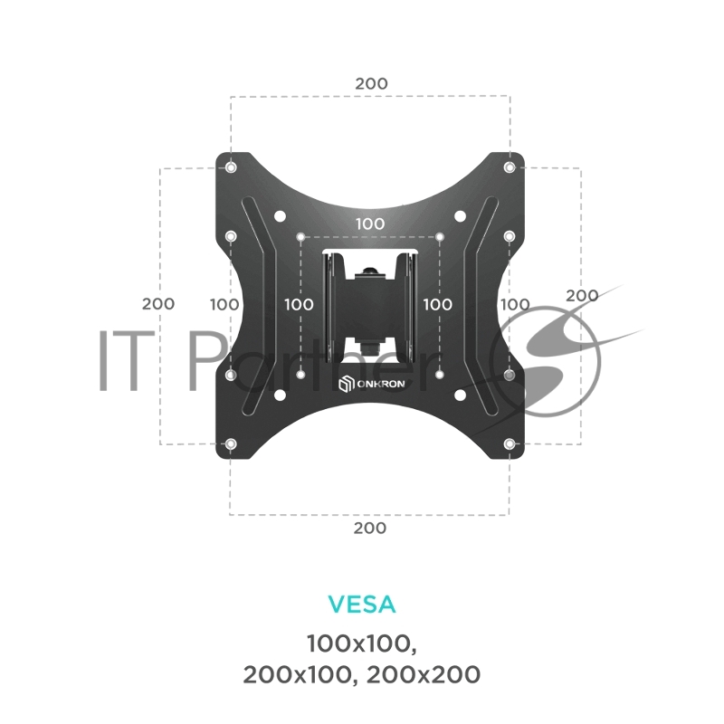 Кронштейн ONKRON для телевизора 17-43 наклонно-поворотный, чёрный
