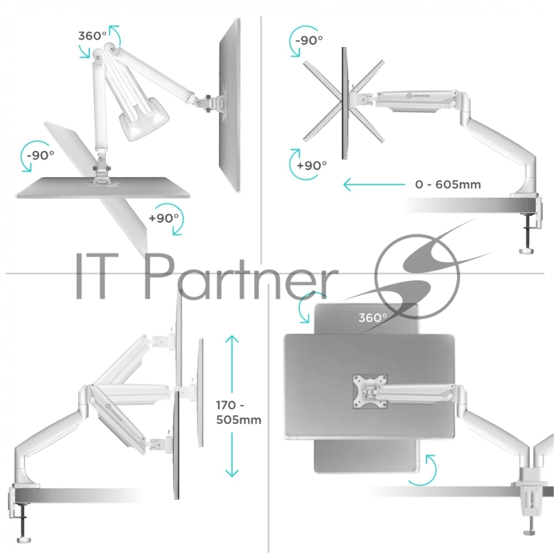Кронштейн ONKRON кронштейн для монитора 13-32 настольный, белый G200