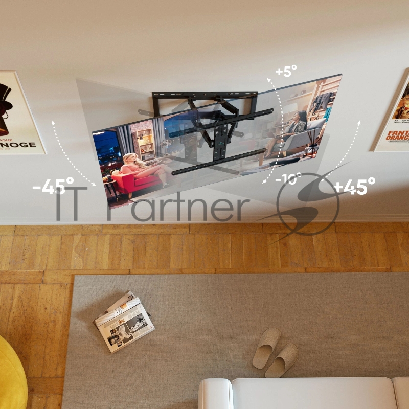 Кронштейн для телевизора ONKRON SM6 32-90 наклонно-поворотный, черный