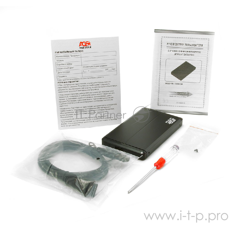 Контейнер Agestar 3UB2O8 для 2.5 SATA HDD, алюминиевый, черный (USB3.0)