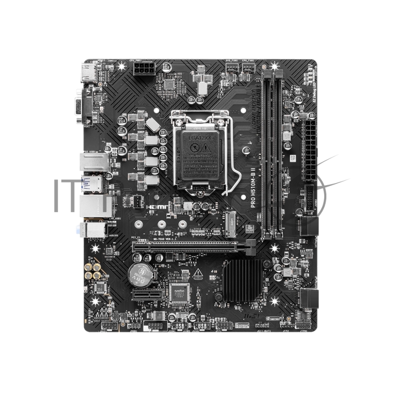 Материнская плата MSI Intel H470 LGA1200 MicroATX Memory DDR4 Количество слотов памяти 2 слота 1xPCI-Express 3.0 1x 1xPCI-Express 3.0 16x 1xM.2 1xVGA 1xВыход HDMI 4xНаличие USB 2.0 2xUSB 3.2 1xCOM 1xR