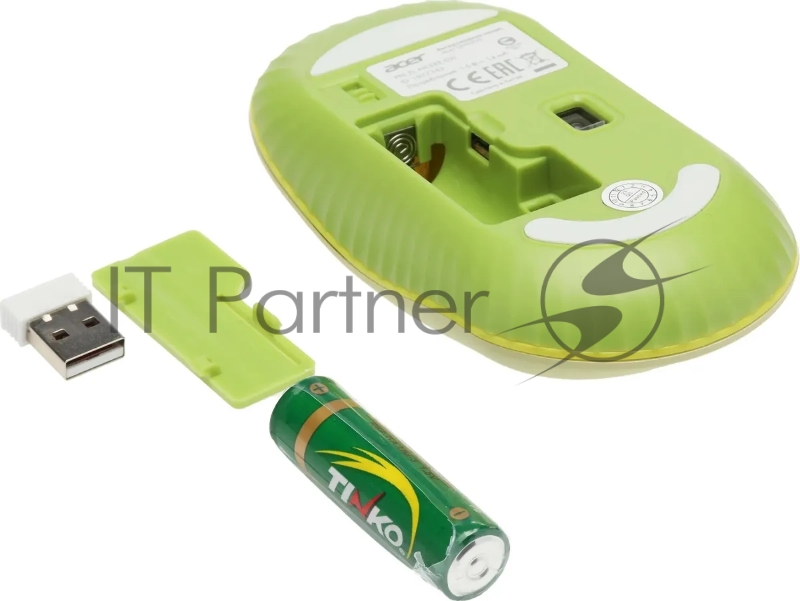 Мышь беспроводная Acer OMR205 зеленый/желтый, 1200 dpi, радиоканал, USB, кнопки - 3