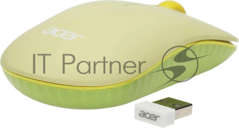 Мышь беспроводная Acer OMR205 зеленый/желтый, 1200 dpi, радиоканал, USB, кнопки - 3