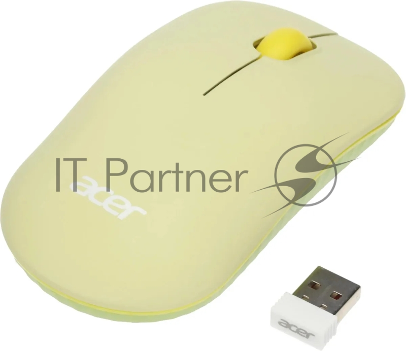 Мышь беспроводная Acer OMR205 зеленый/желтый, 1200 dpi, радиоканал, USB, кнопки - 3