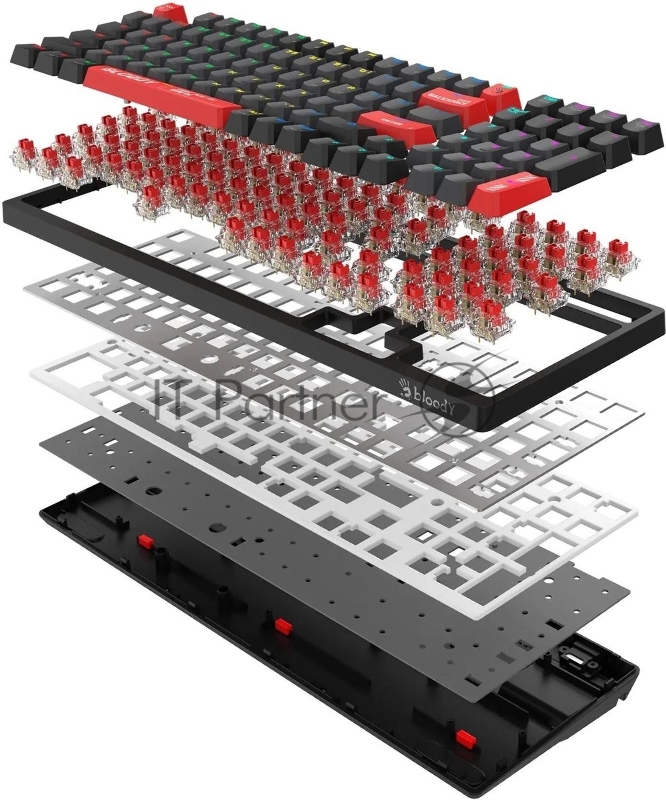 Клавиатура A4Tech Bloody WS98 механическая беспроводная USB черный/красный (WS98)