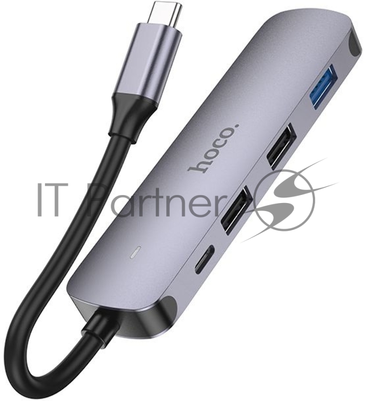 Разветвитель USB-C Hoco HB27 4порт. серый