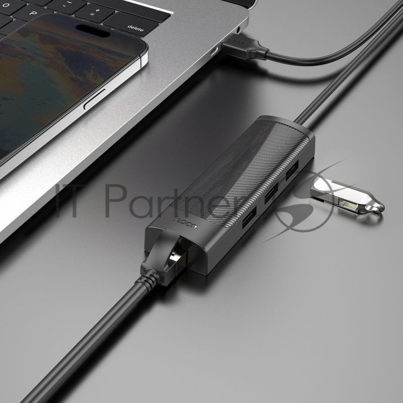 Разветвитель USB Hoco HB42 3 порт. черный