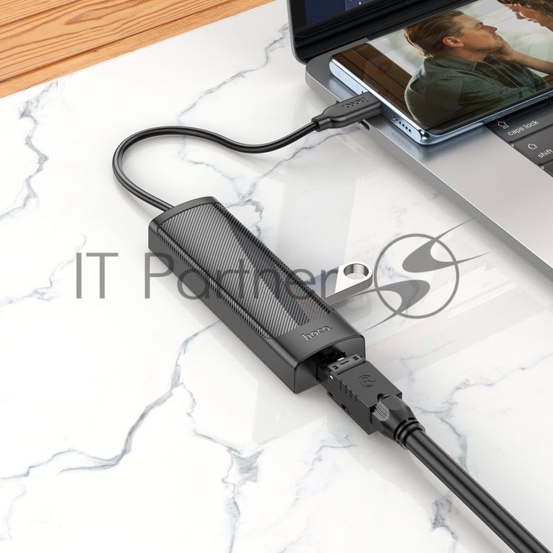 Разветвитель Hoco HB42 Type-C 3порт. черный