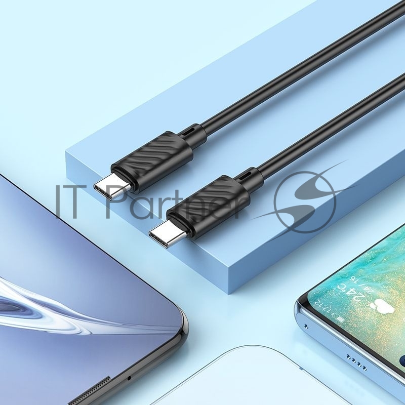 Кабель Hoco X88 Gratified 60W USB Type-C (m)-USB Type-C (m) 1м черный коробка