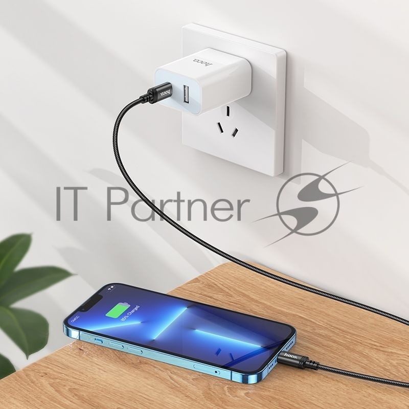 Кабель Hoco X89 Wind iP USB Type-C (m)-Lightning (m) 1м черный коробка