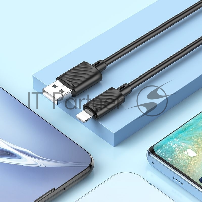 Кабель Hoco X88 Gratified USB (m)-Lightning (m) 1м черный коробка