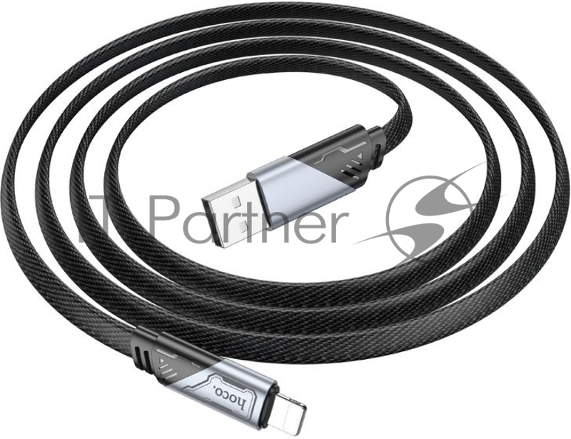 Кабель Hoco U119 Machine iP USB (m)-Lightning (m) 1.2м черный плоский коробка