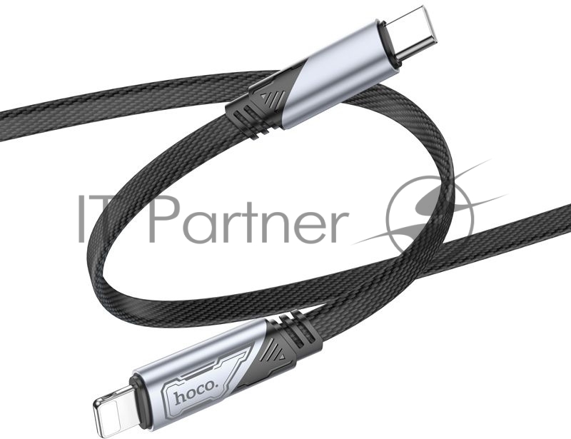 Кабель Hoco U119 Machine PD iP USB Type-C (m)-Lightning (m) 1.2м черный коробка плоский