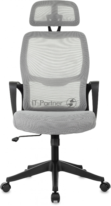 Кресло руководителя Бюрократ Wise серый сетка/ткань с подголов. крестов. пластик