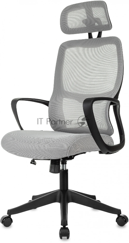 Кресло руководителя Бюрократ Wise серый сетка/ткань с подголов. крестов. пластик